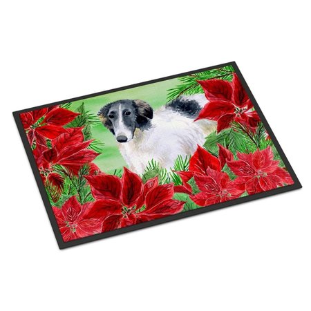 CAROLINES TREASURES Borzoi Poinsettas Indoor or Outdoor Mat, 24 x 36 in. CK1320JMAT